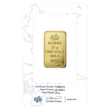 Золотий злиток 20 г | PAMP Rose
