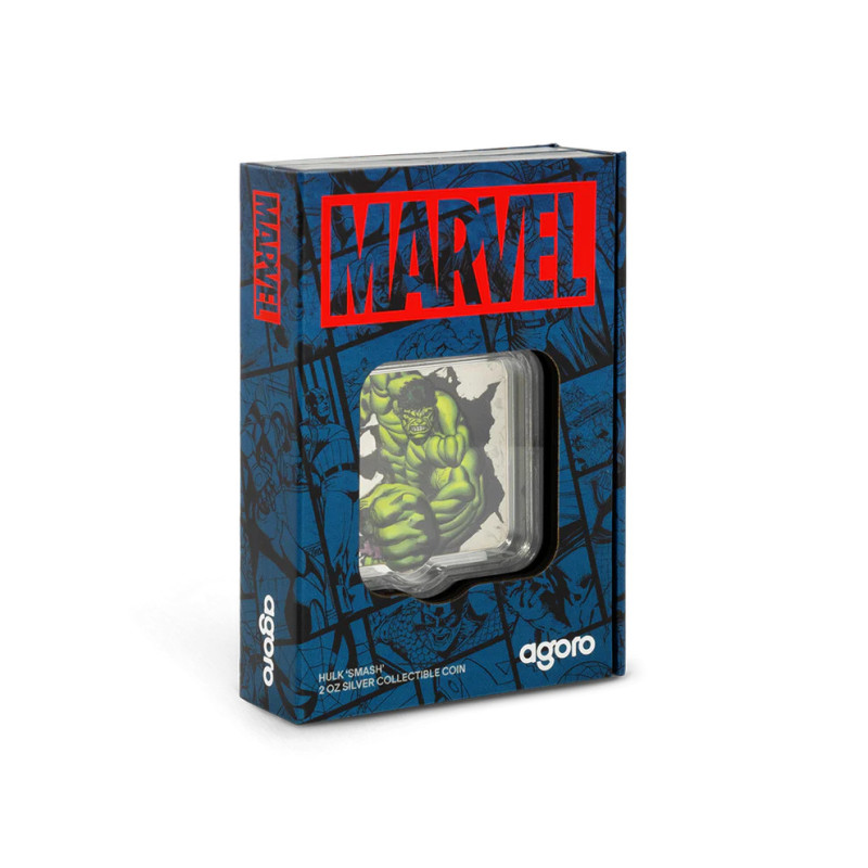 Srebrna Moneta Hulk Smash 2025, 2 uncje Ultra High Relief - box 2 Srebrna Moneta Hulk Smash 2025, 2 uncje Ultra High Relief - box 2