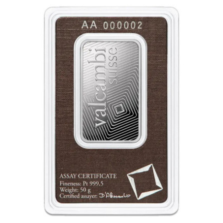 Sztabka Platyny Valcambi, 50g