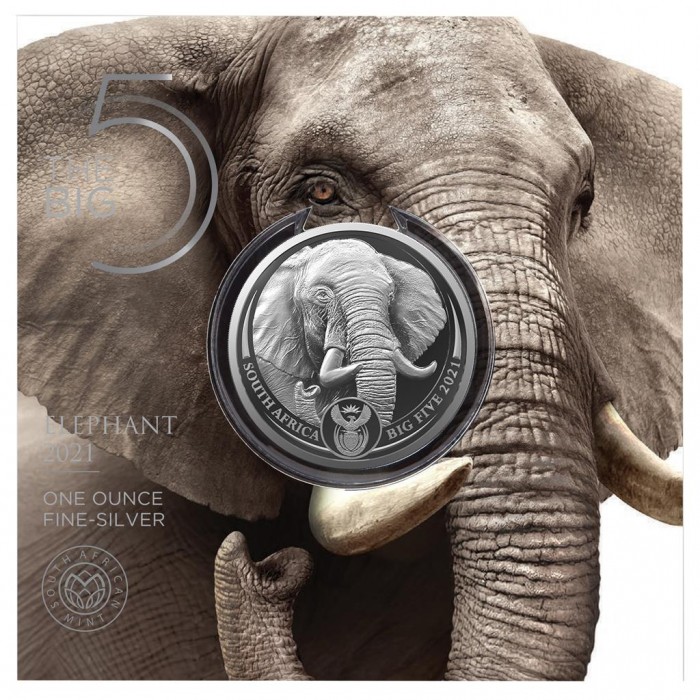 Big Five II: Elefant 2021, 1oz - Blisterpackung