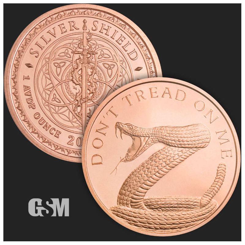Miedziany Medal GSM Don’t Tread On Me Snake, 1 oz