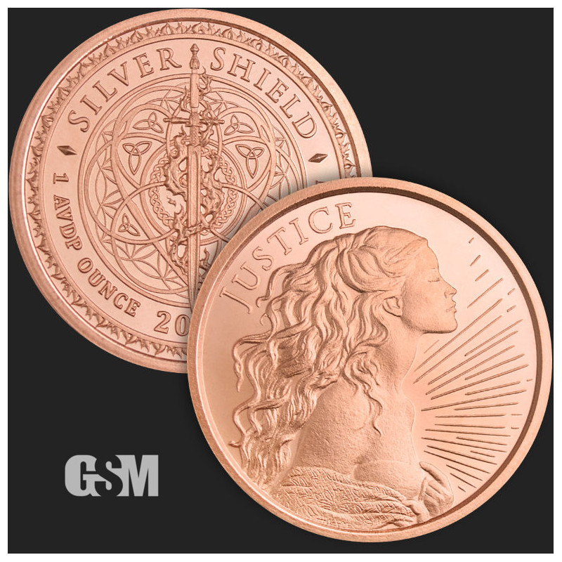 GSM Freedom Girl Kupfermedaille, 1 Unze.