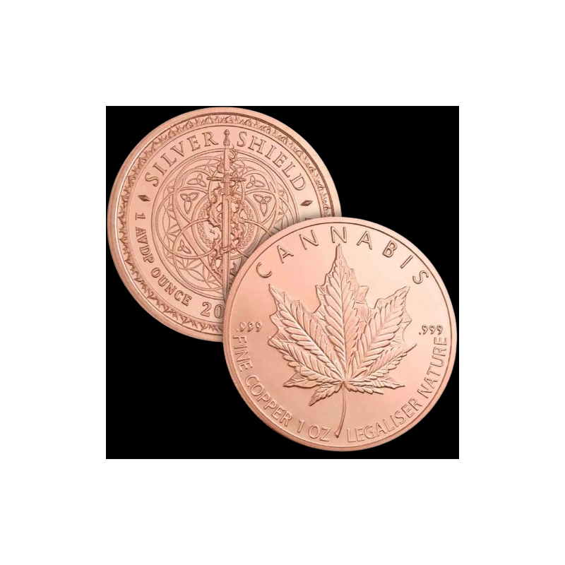 Copper GSM Cannabis Medal, 1 oz. Copper GSM Cannabis Medal, 1 oz.
