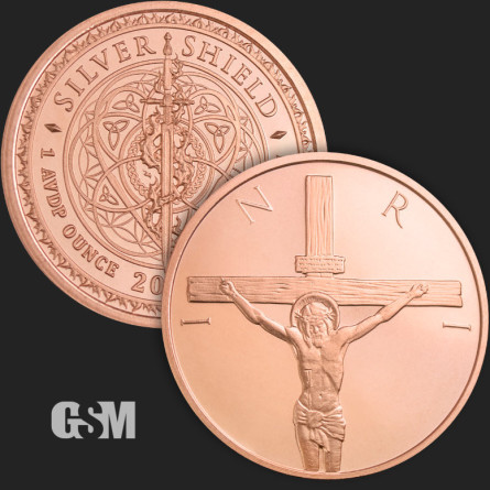Copper GSM Crucifixion Medal, 1 oz.