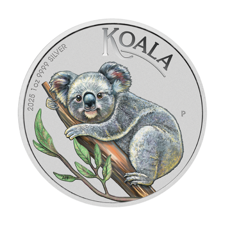 Srebrna Moneta Australijski Koala 2025 Color, 1 uncja ANDA - front