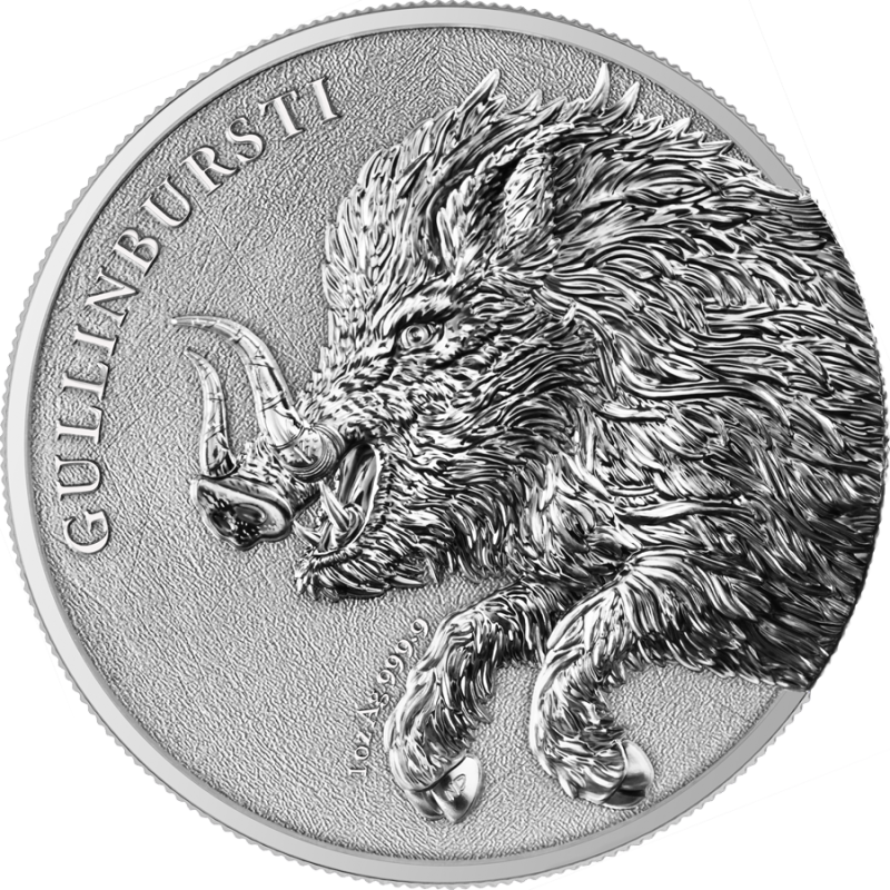 Srebrna Moneta Germania Beasts: Gullinbursti 2025, 1 uncja - rewers