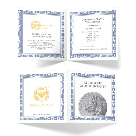 Srebrna Moneta Germania Beasts: Gullinbursti 2025, 1 uncja - cert