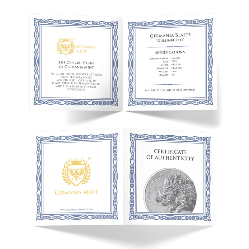 Germania Beasts Silver Coin: Gullinbursti 2025, 1 oz - cert. Germania Beasts Silver Coin: Gullinbursti 2025, 1 oz - cert.