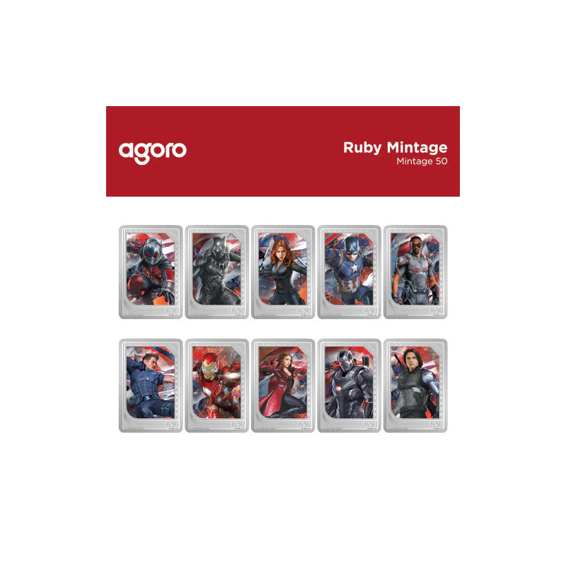 Set of Silver Bar-Monet Trading Coins - Marvel Studios: The Infinity Saga 2025, 2x 1 oz - Ruby