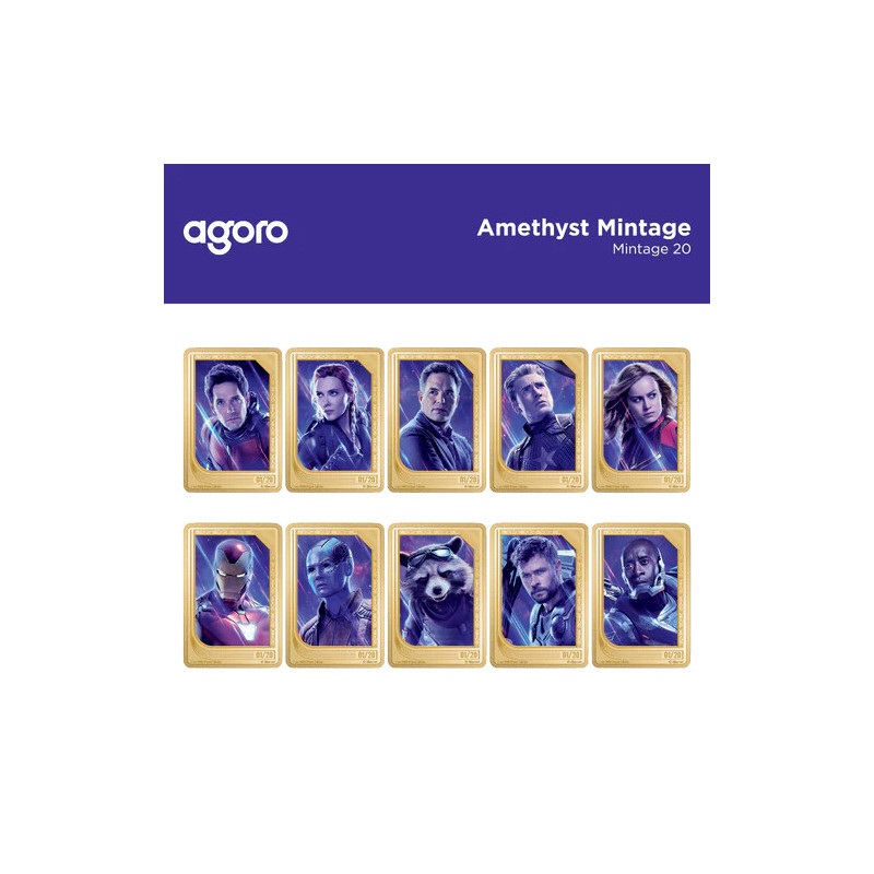 Zestaw Srebrnych Sztabko-Monet Trading Coins – Marvel Studios: The Infinity Saga 2025, 2x 1 uncja - Amethyst