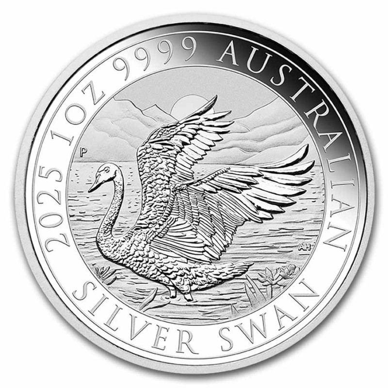 Australischer Schwan 2025 Silbermünze, 1 Unze - Rückseite Australischer Schwan 2025 Silbermünze, 1 Unze - Rückseite