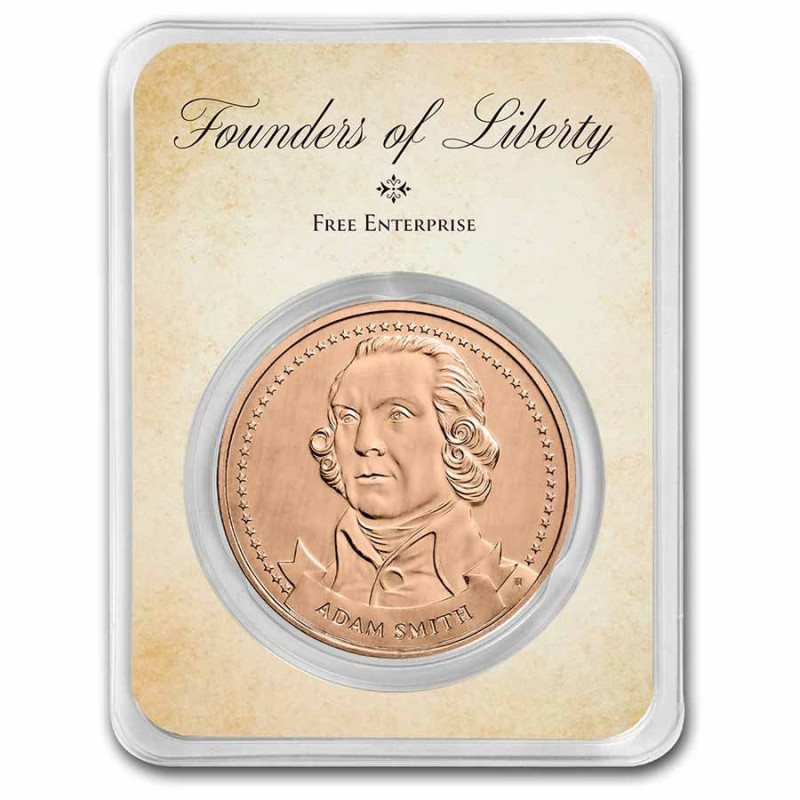 Miedziany Medal Adam Smith TEP, 1 uncja - awers Miedziany Medal Adam Smith TEP, 1 uncja - awers