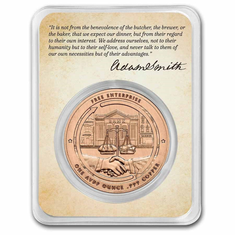 Miedziany Medal Adam Smith TEP, 1 uncja - rewers Miedziany Medal Adam Smith TEP, 1 uncja - rewers