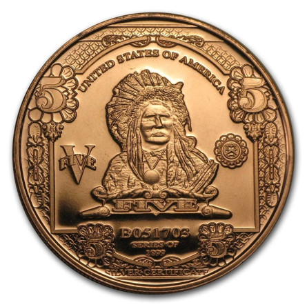 Copper Medal Chief Banknote Replica, 1 oz - obverse.