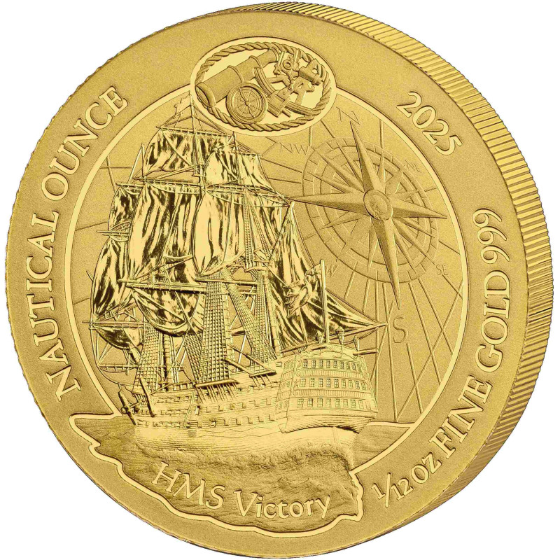 Gold Nautische Unze Münze: HMS Victory 2025, 1/12 oz - Rückseite Gold Nautische Unze Münze: HMS Victory 2025, 1/12 oz - Rückseite