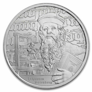Сребрна Монета Ікони натхнення: Йоганн Гутенберг 2024, 1 примірник - rewers