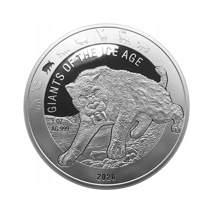 Saber-toothed tiger 2020, 1oz - reverse Saber-toothed tiger 2020, 1oz - reverse