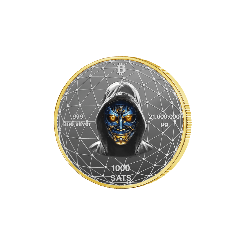 Srebrny Medaille Bitcoin 1000 SAT, 21 grama Gold + Silber - awers Srebrny Medaille Bitcoin 1000 SAT, 21 grama Gold + Silber - awers