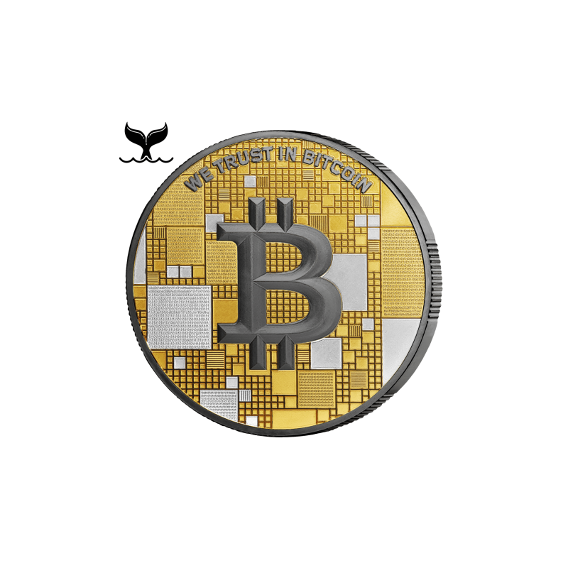 Srebrny Medal Bitcoin 1000 SATS, 21 grama Platinum Rhodium - awers