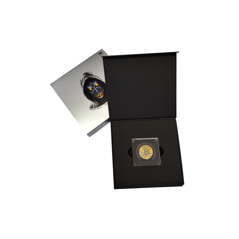 Srebrny Medal Bitcoin 1000 SATS, 21 grama Platinum Rhodium - box 3