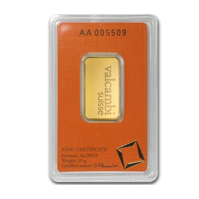 Valcambi 20g Gold Investment Bar - back Valcambi 20g Gold Investment Bar - back