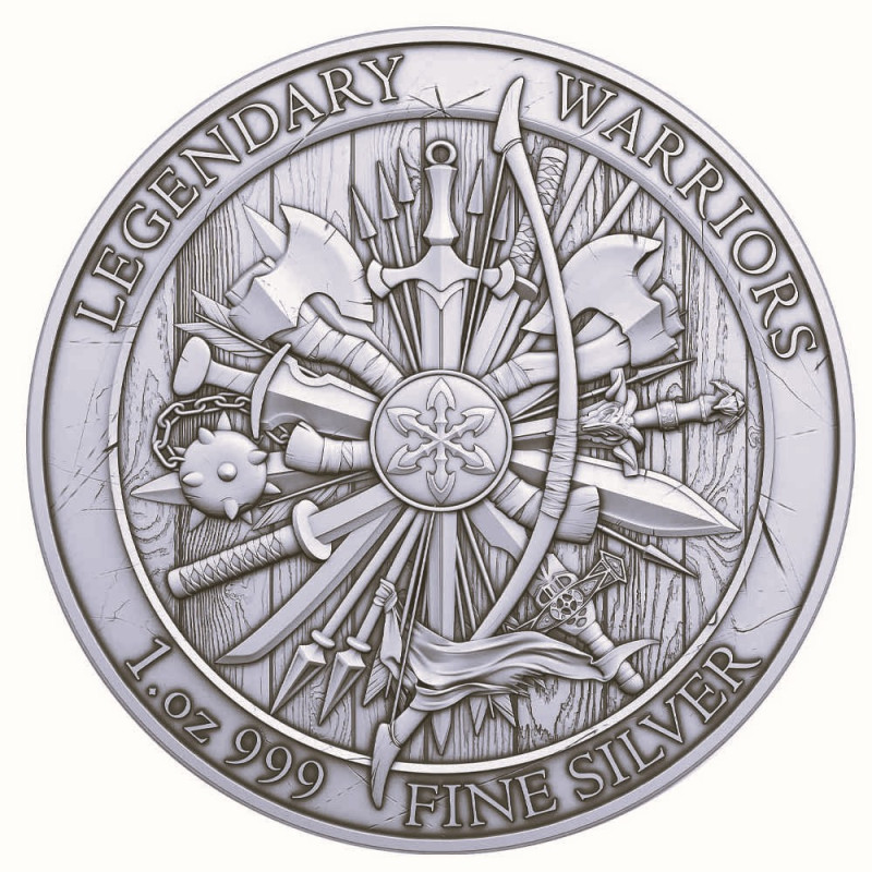 Srebrny Medal Legendary Warriors: Leonidas I Antiqued, 1 uncja - awers
