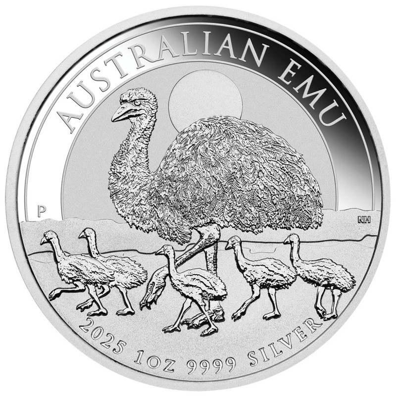 Australischer Emu 2025 Silbermünze, 1 Unze - Rückseite Australischer Emu 2025 Silbermünze, 1 Unze - Rückseite