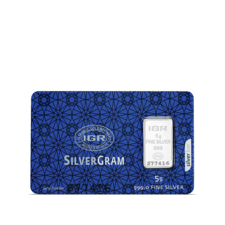 Silberbarren IGR, 5 Gramm - Vorderseite