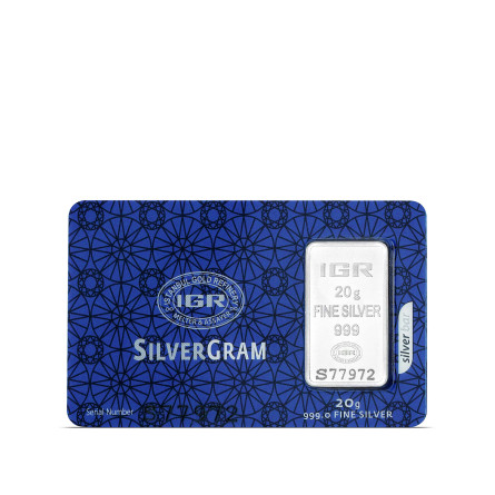 IGR Silver Bar, 20 grams - front