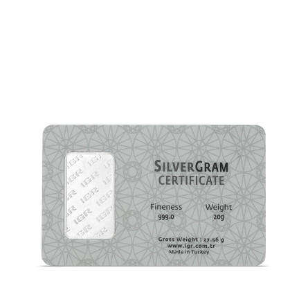 IGR Silver Bar, 20 grams - front