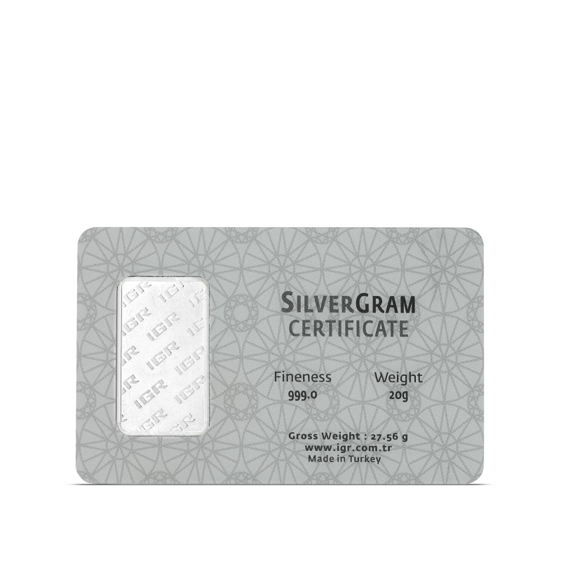 Silberbarren IGR, 20 Gramm - Rückseite