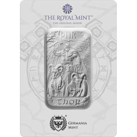 Norse Gods Silver Bar - Thor, 1 oz - front.
