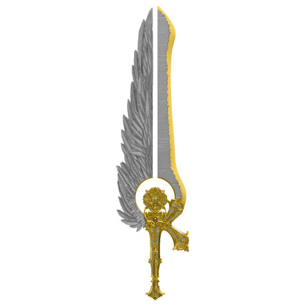 Silver Numismatic Sword of St. Uriel Yellow Gold, 2.5 oz - front