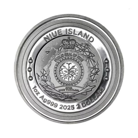 Niue Bitcoin 2025 Silbermünze, 1 Unze - Vorderseite