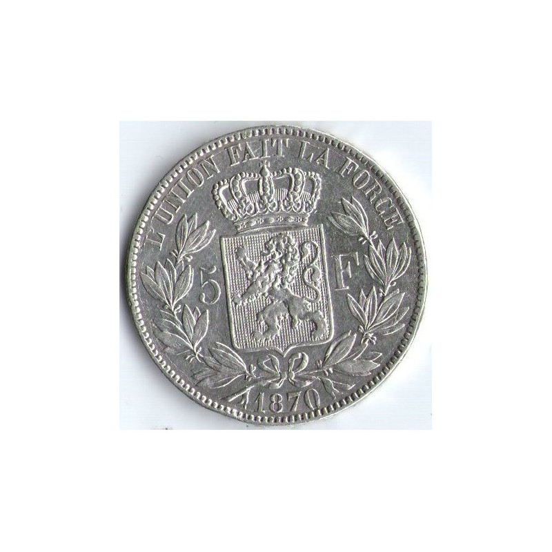 Срібна монета 5 франків 1832-1878 років, 25 грам - Леопольд ІІ