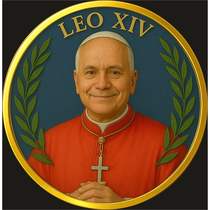 Medaille von Pozłacany Die Wahl von Papst Leo XIV - rewers Medaille von Pozłacany Die Wahl von Papst Leo XIV - rewers