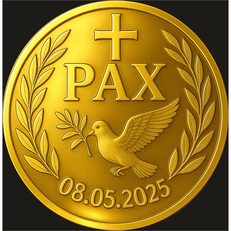 Pozłacany-Medaille Die Wahl von Papst Leo XIV - awers Pozłacany-Medaille Die Wahl von Papst Leo XIV - awers