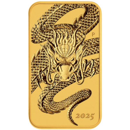 Złota Sztabko Moneta Rectangular Dragon 2025, 1 uncja