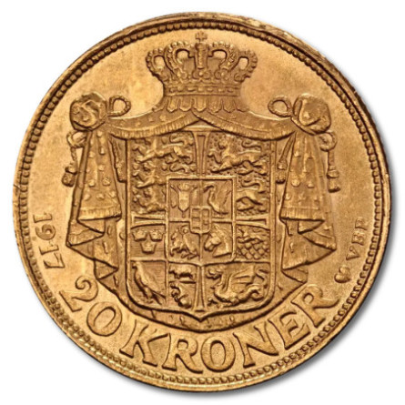 Złota moneta 20 Koron Christian X Dania 1913-1917 Złota moneta 20 Koron Christian X Dania 1913-1917