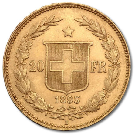 20 Swiss Francs Helvetica | Gold | 1883-1896