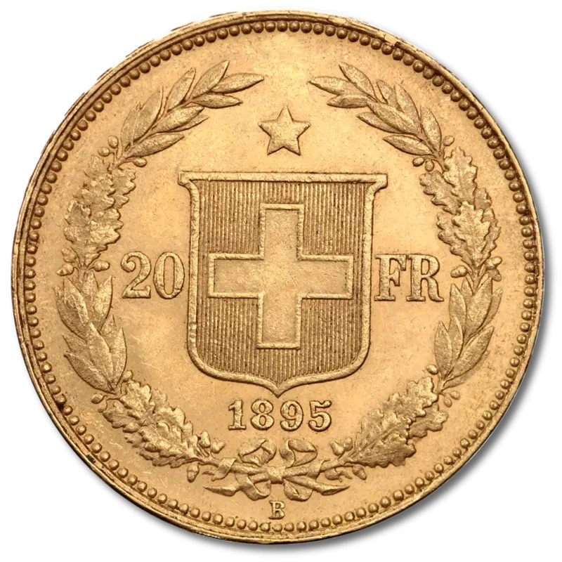 Goldmünze zu 20 Helvetischen Franken, 1883–1896 Goldmünze zu 20 Helvetischen Franken, 1883–1896