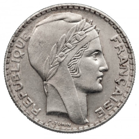 Silver Coin 20 Francs 1929-1939, 20g - reverse side