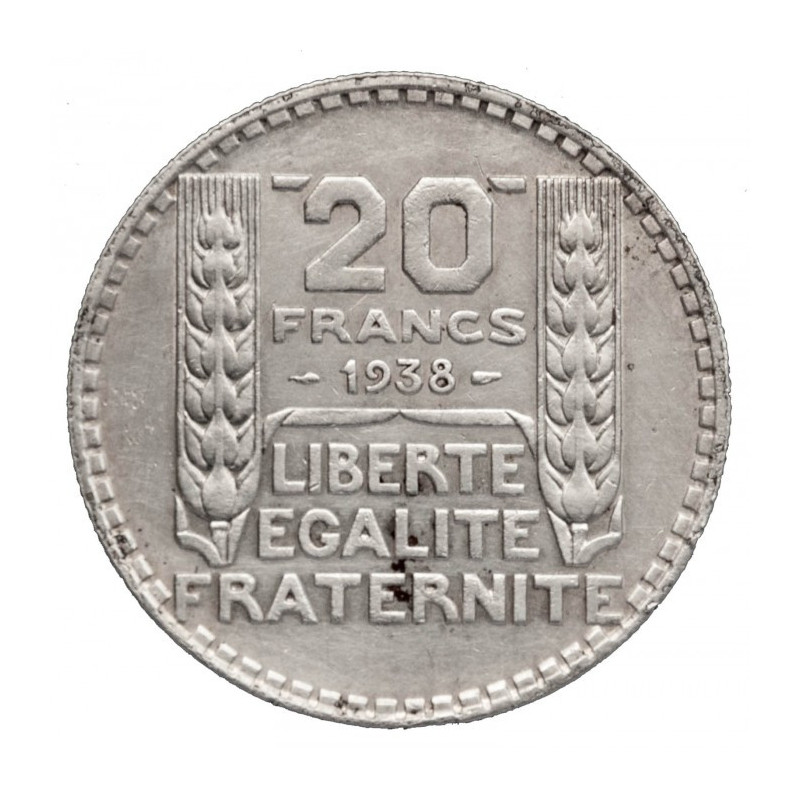 Srebrna Moneta 20 Franków 1929-1939, 20g - awers