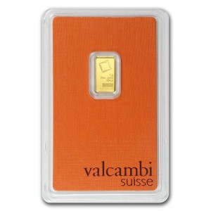 Złota sztabka Inwestycyjna Valcambi 1g - front
