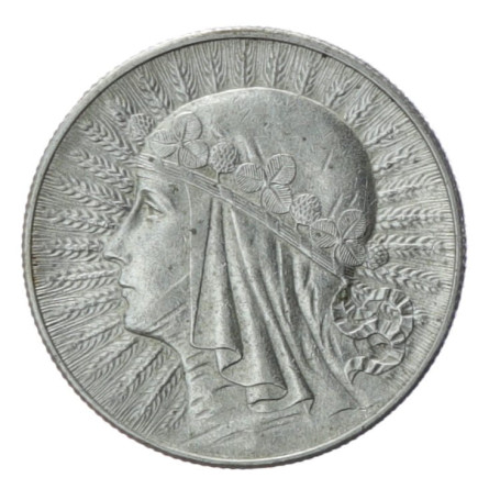 Срібна монета 5 злотих Жіноча голова 1932-1934 рр., 11 г - реверс