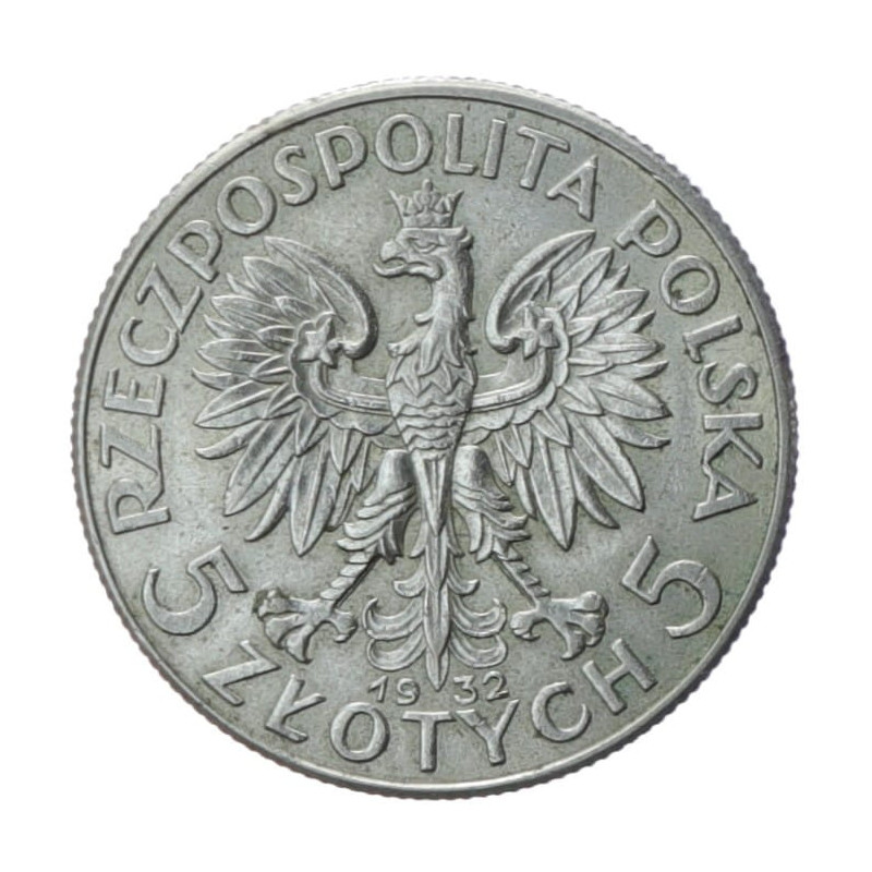 Silver Coin 5zł Head of a Woman 1932-1934, 11g - obverse Silver Coin 5zł Head of a Woman 1932-1934, 11g - obverse
