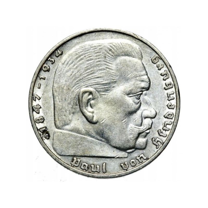 Srebrna Moneta Niemcy, 2 Marki1936-1939, 8 gramów - rewers