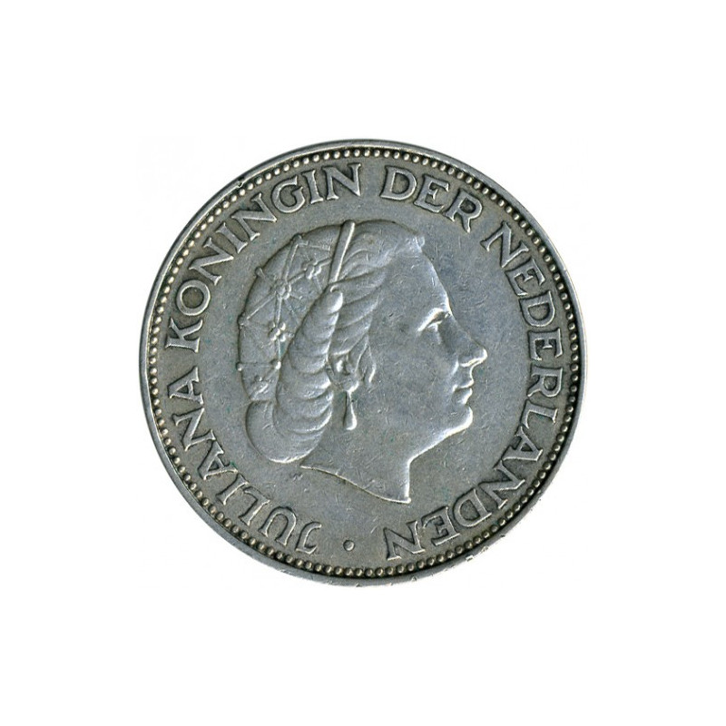 Silver Coin Netherlands 2 1/2 Guilders 1959-1966, 15 grams - reverse side