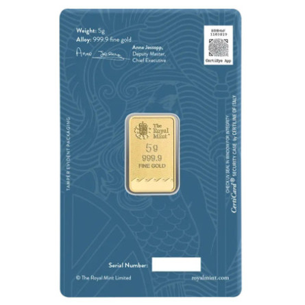 Britannia-Anlagegoldbarren der Royal Mint, 5 g