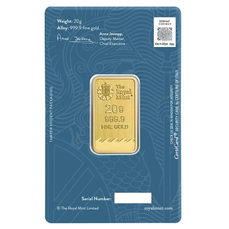 Złota Sztabka Inwestycyjna Britannia Royal Mint, 20g